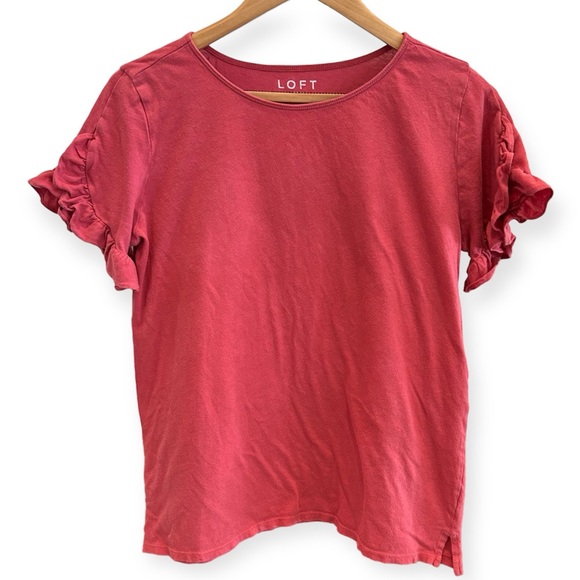 LOFT Tops - Loft | Ruffle Trimmed Rose Colored Top